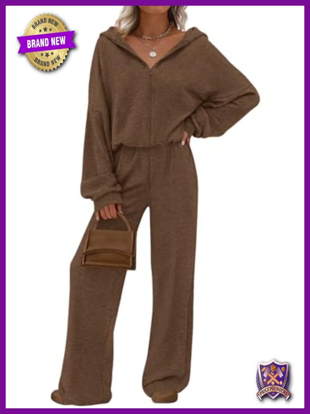 Women's 2 Piece Lounge Set Zip Hoodie Wide Leg Pants Travel Outfit